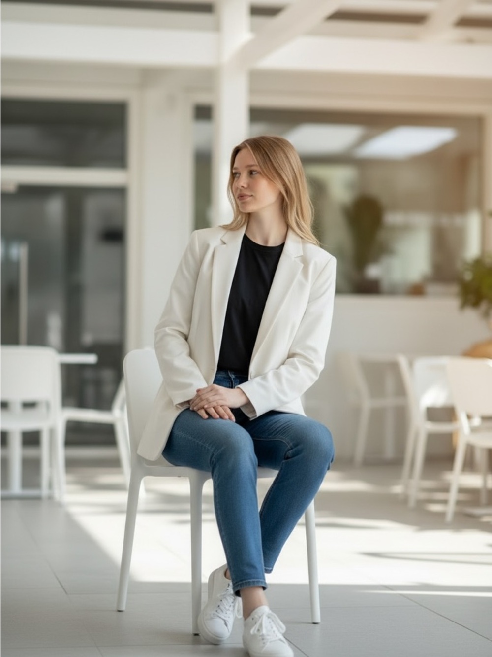 NWOT H&M White Single Breasted Blazer - Picture 2 of 16